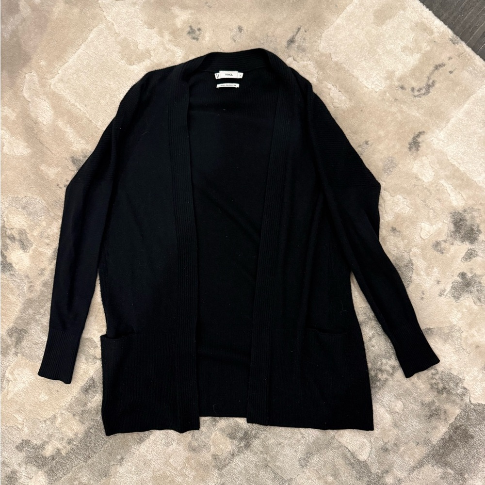 Vince Black Shawl Collar Cardigan Sweater